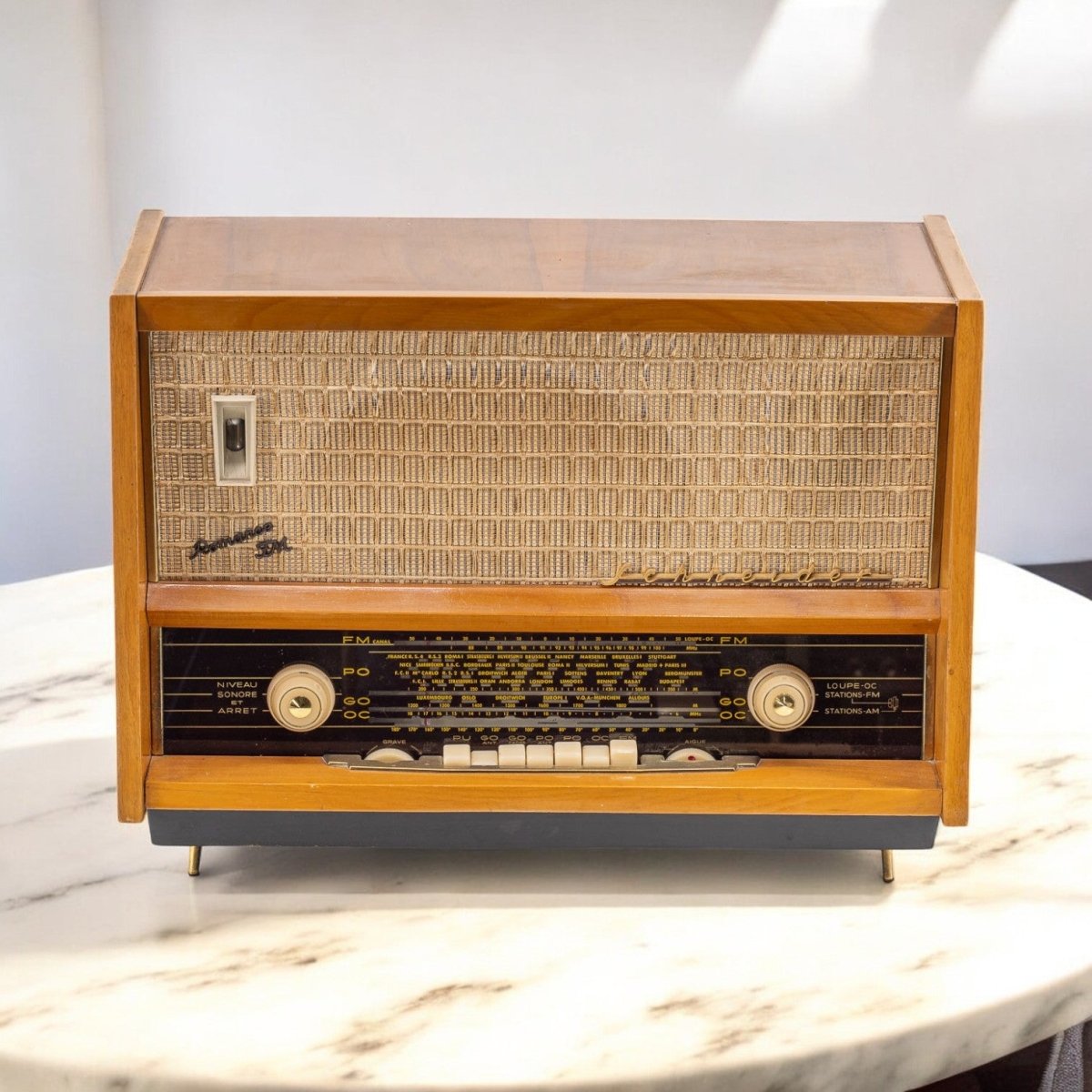 Radio Bluetooth Schneider Vintage 60’S enceinte connectée bluetooth haut de gamme prodige radio vintage design